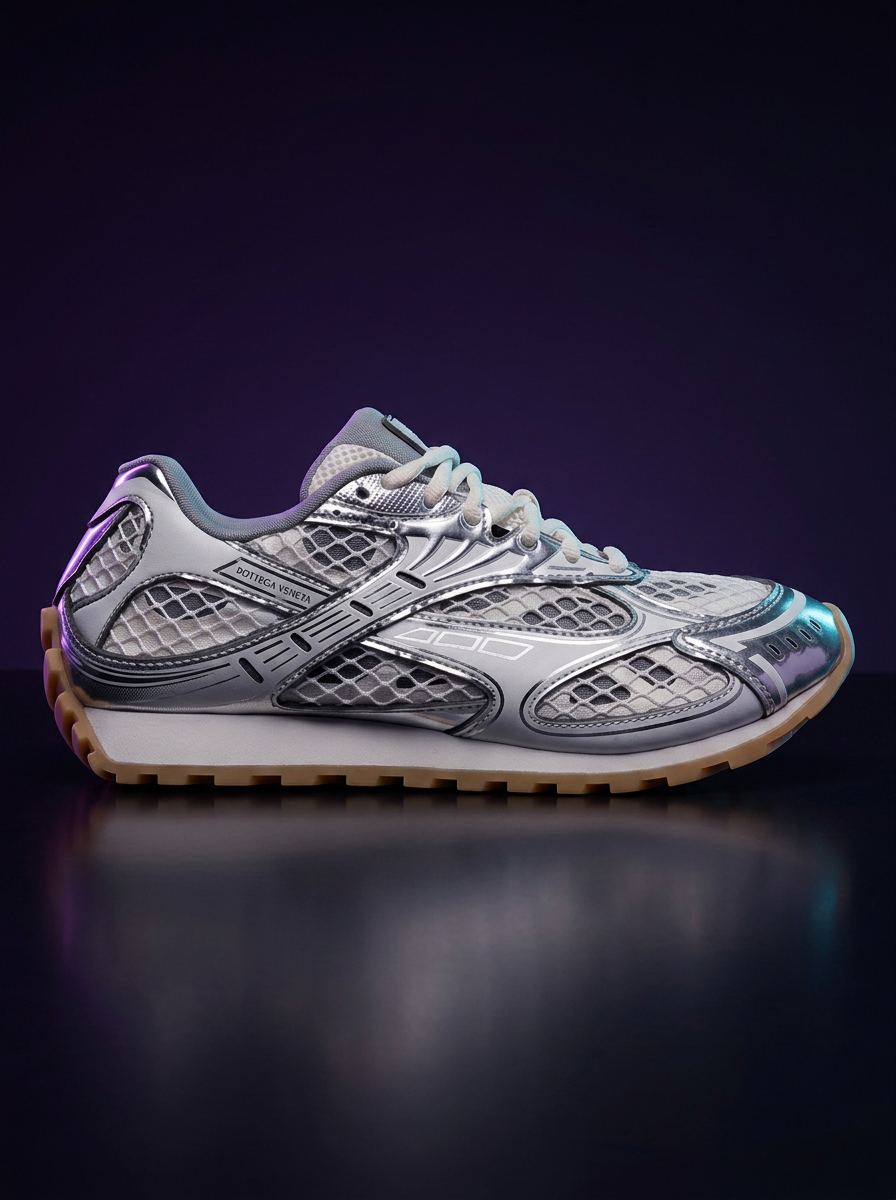 Bottega Veneta Orbit sneaker in Silver Metallic